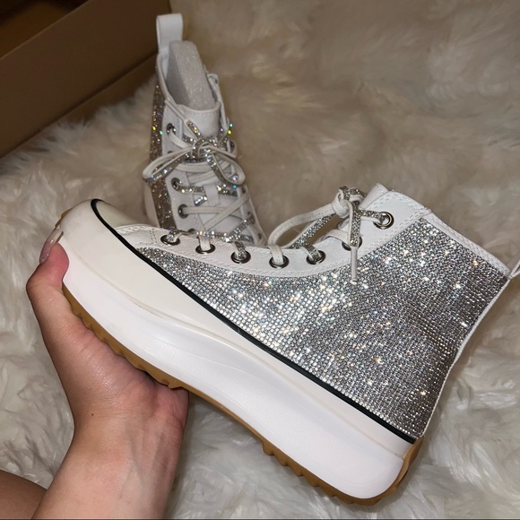steve madden shaft r rhinestone embellished platform sneakers